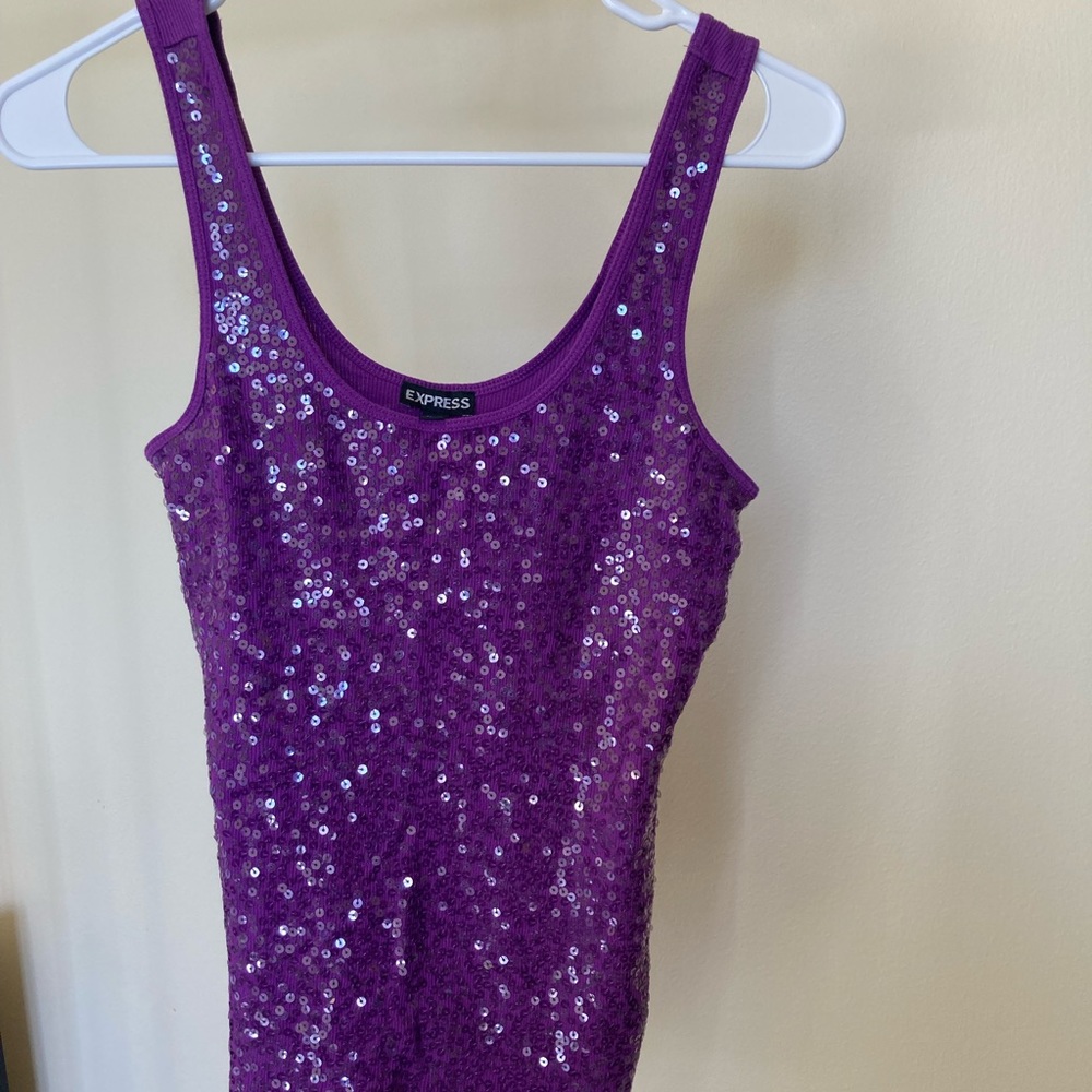 Express purple sparkly tank top size small
